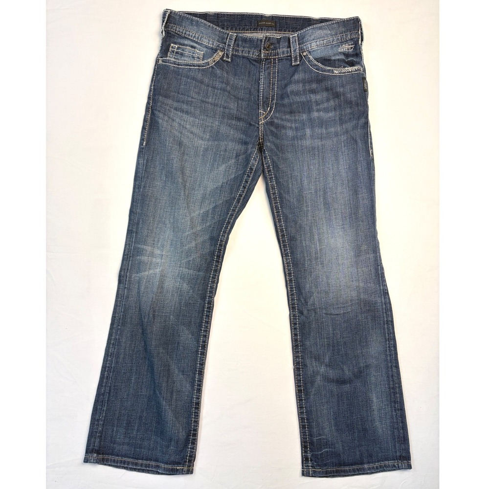 Silver Jeans Co Zac Relaxed Straight Leg Blue Denim Jeans Mens 38x34 Y2K Preppy